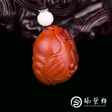 【琢艺轩】四川凉山南红玛瑙锦红挂件   节节高   11克