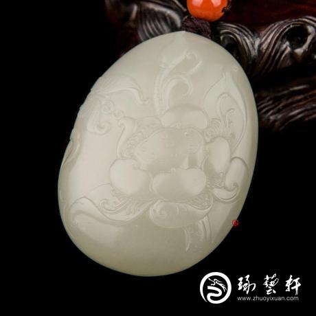 【琢艺轩】新疆和田玉洒金皮白玉籽玉把件 荷香 83克