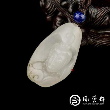 【琢艺轩】新疆和田玉黑皮羊脂白玉籽玉挂件(独籽) 观音(客户代卖实价) 13克