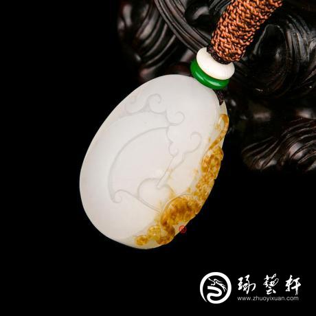 【琢艺轩】新疆和田玉红皮白玉籽玉挂件 一团福气  8克