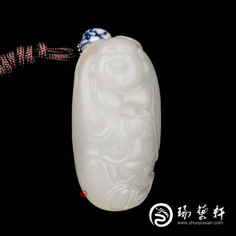 【琢艺轩】穆宇静 新疆和田玉红皮一级白玉籽玉把件 弥勒佛 51克