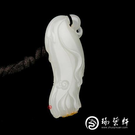 【琢艺轩】新疆和田玉红皮白玉籽玉挂件 兰花 10克