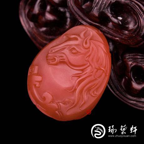 【琢艺轩】四川凉山南红玛瑙挂件 马上有福 9克