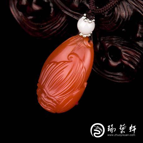 【琢艺轩】四川凉山南红玛瑙樱桃红挂件  节节高 6克