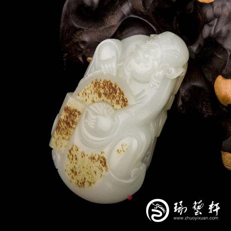 【琢艺轩】宋建东  新疆和田玉红皮一级白玉籽玉把件 天官赐福 183克