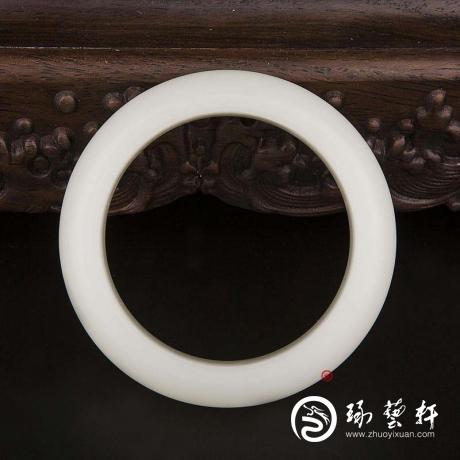 【琢艺轩】新疆和田玉一级白白皮白玉籽玉 手镯 106.5克