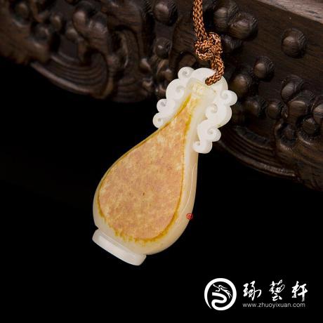 【琢艺轩】新疆和田玉红皮白玉籽玉挂件 平安 16克