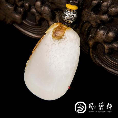 【琢艺轩】新疆和田玉红皮一级白玉籽玉挂件 飞黄腾达 23克