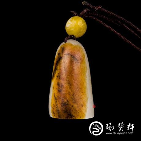 【琢艺轩】新疆和田玉秋梨皮白玉籽玉挂件 印章 8克