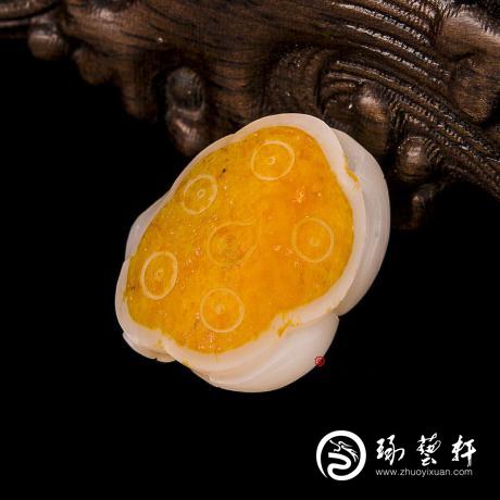 【琢艺轩】新疆和田玉红皮羊脂白玉籽玉挂件 莲蓬 10克