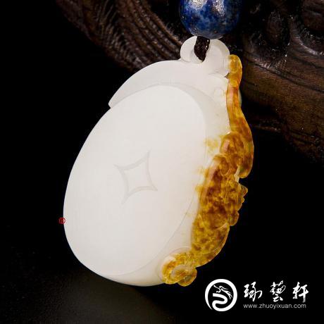 【琢艺轩】新疆和田玉红皮白玉籽玉挂件 福在眼前 6克