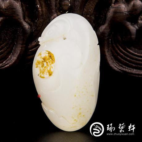 【琢艺轩】新疆和田玉红皮一级白玉籽玉挂件 鱼跃龙门 13克