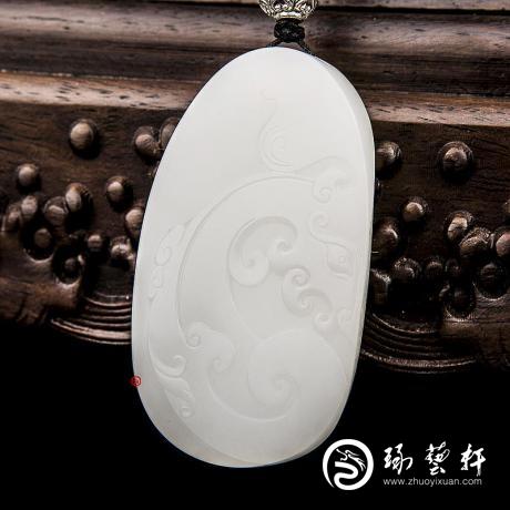 【琢艺轩】穆宇静 新疆和田玉洒金皮羊脂白玉籽玉玉牌 卧虎藏龙 73克