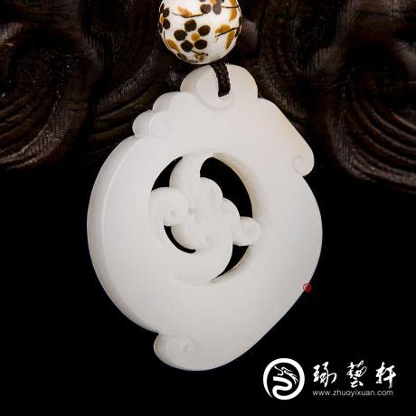 【琢艺轩】新疆和田玉洒金皮羊脂白玉籽玉挂件 古韵 9克