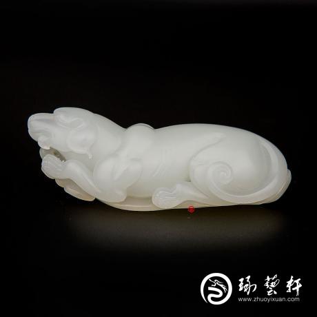 【琢艺轩】新疆和田洒金皮一级白籽玉把件 守家兴业 58克