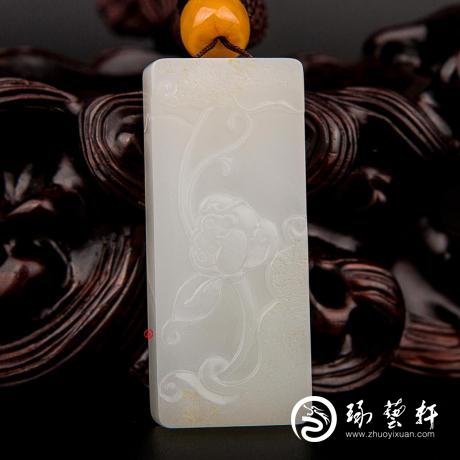 【琢艺轩】新疆和田玉洒金皮一级白玉籽玉玉牌 盛夏 11克