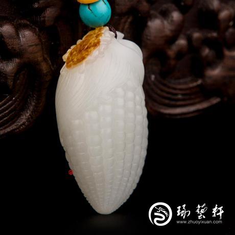 【琢艺轩】新疆和田玉红皮羊脂白玉籽玉挂件 富甲一方 19克