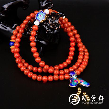 【琢艺轩】凉山九口南红玛瑙手串 47克