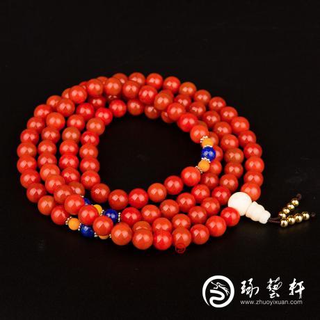 【琢艺轩】凉山九口南红玛瑙手串  102克