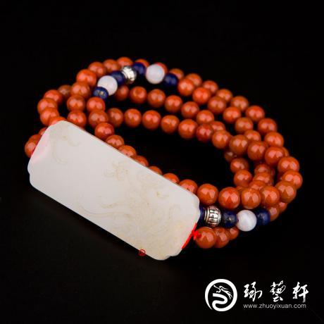 【琢艺轩】新疆和田玉洒金皮一级白玉籽玉兰花手牌 43克