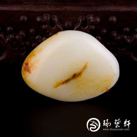 【琢艺轩】新疆和田黄皮白玉籽玉 原石 136克