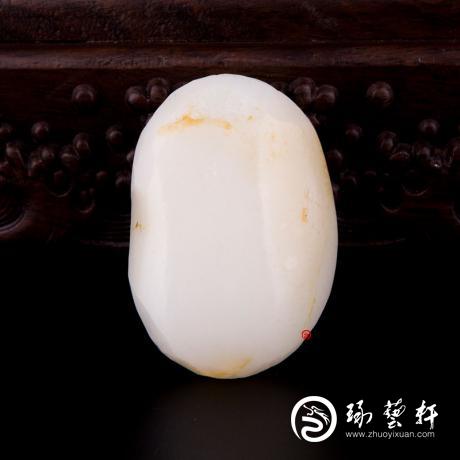 【琢艺轩】新疆和田洒金皮羊脂白玉籽玉 原料 92.5克