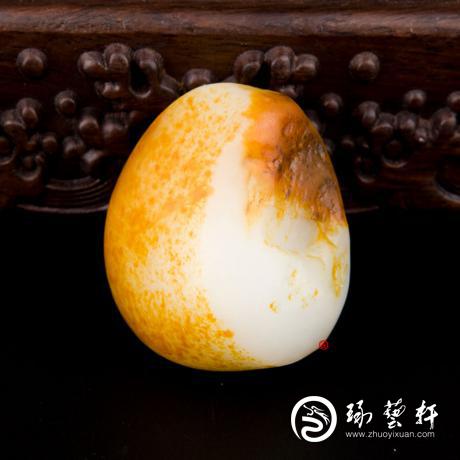 【琢艺轩】新疆和田玉黄皮白玉籽玉 原石 129克