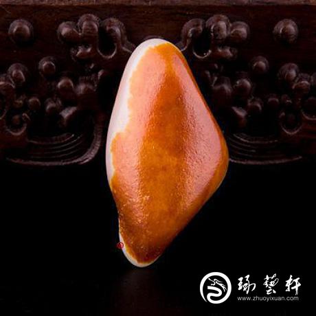 【琢艺轩】新疆和田玉红沁白玉籽玉 原石 35克