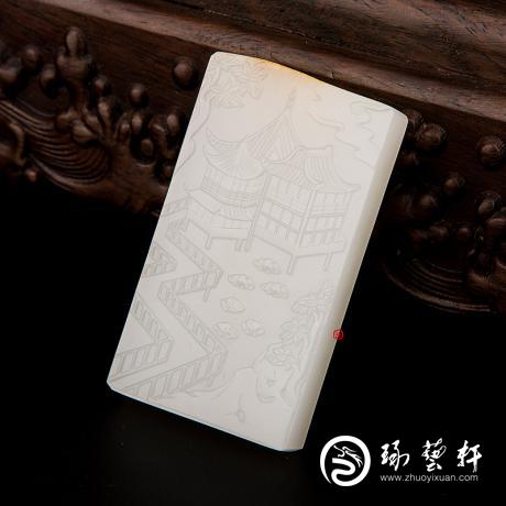 【琢艺轩】新疆和田黄皮一级白玉籽玉牌子 城隍庙 69.5克