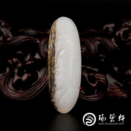 【琢艺轩】穆宇静 新疆和田黄黑双色皮羊脂白玉籽玉挂件 转念之间（独籽） 18克