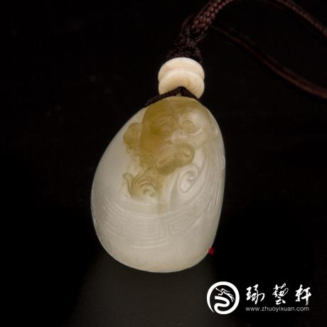 【琢艺轩】新疆和田糖玉籽玉挂件(独籽) 灵猴 14.7克