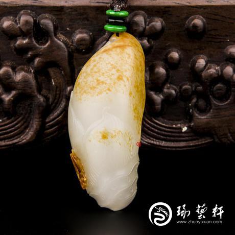 【琢艺轩】新疆和田玉红皮一级白玉籽玉挂件(独籽) 节节高 22.2克