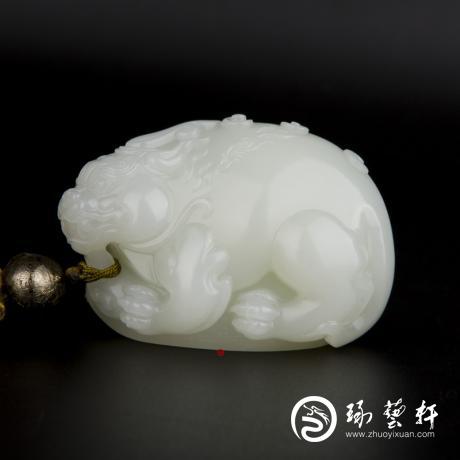 【琢艺轩】穆宇静 新疆和田玉洒金皮一级白玉籽玉把件 貔貅 145克