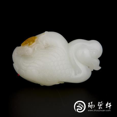 【琢艺轩】新疆和田玉黄皮白玉籽玉把件 我如意 70.5克