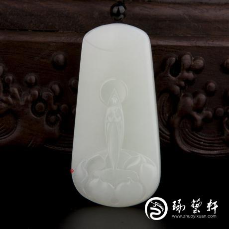 【琢艺轩】新疆和田玉白皮白玉籽玉玉牌 一花一世界 46.2克