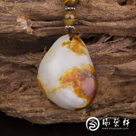 【琢艺轩】新疆和田玉枣红皮白玉籽玉挂件（独籽） 远帆 13.9克