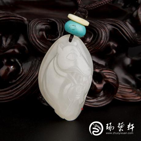 【琢艺轩】新疆和田玉白皮一级白玉籽玉挂件 十二生肖-狗 10.3克