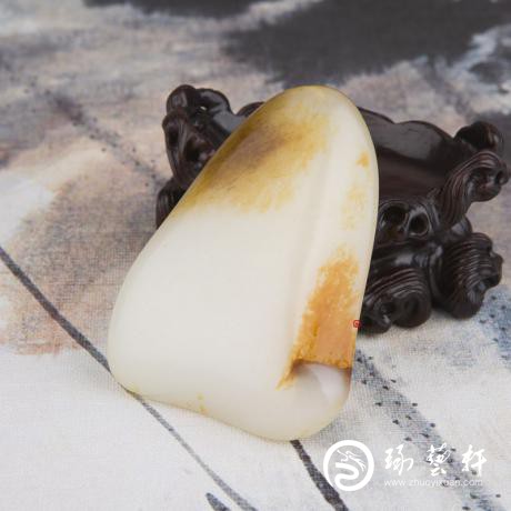 【琢艺轩】新疆和田玉红皮一级白玉籽玉 原石 120克