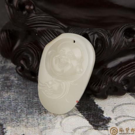 【琢艺轩】新疆和田玉黄皮白玉籽玉挂件 佛牌 10克