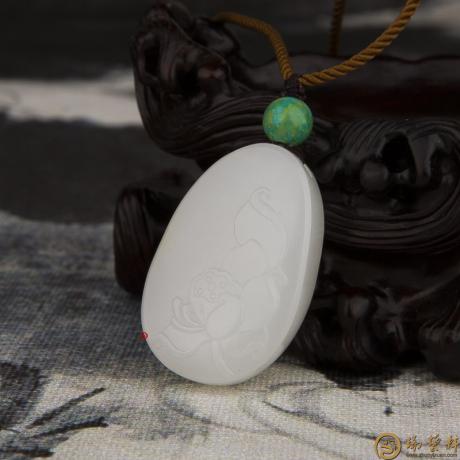 【琢艺轩】新疆和田白皮羊脂玉籽玉挂件 荷花 11克