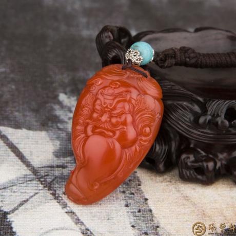 【琢艺轩】穆宇静 四川凉山南红玛瑙柿子红把件 钟馗 27克