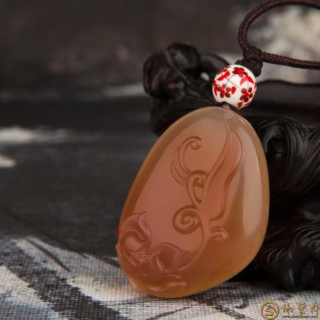 【琢艺轩】四川凉山南红玛瑙锦红飘花挂件 香尘 21.6克