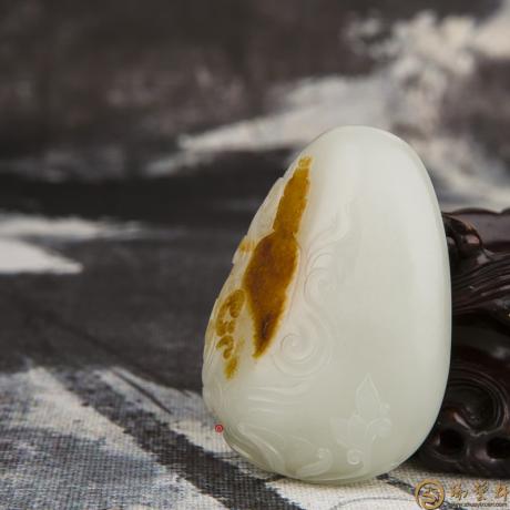 【琢艺轩】新疆和田玉红皮白玉籽玉把件 无量菩提 54克