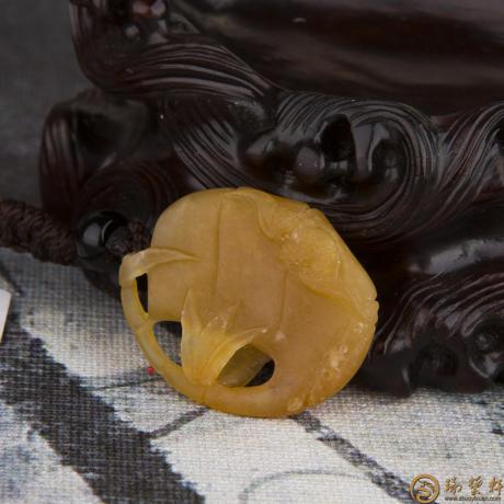 【琢艺轩】新疆和田玉黄玉籽玉挂件 祝福  10克