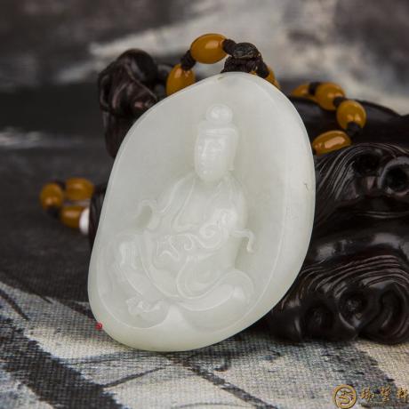 【琢艺轩】新疆和田玉一级白白玉籽玉 普贤菩萨（独籽） 31克