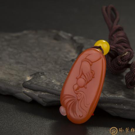 【琢艺轩】四川凉山南红玛瑙樱桃红挂件   赐福  5克