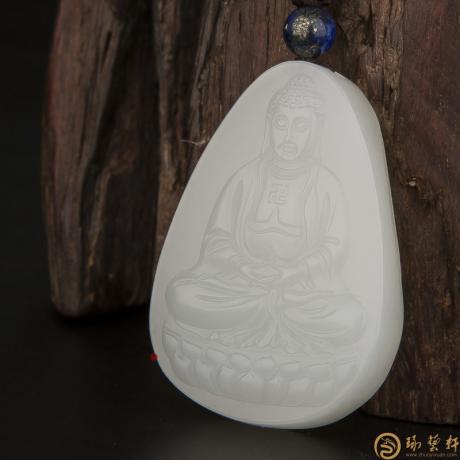 【琢艺轩】新疆和田玉白皮一级白玉籽玉玉牌 阿弥陀佛 25.2克