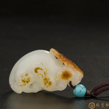 【琢艺轩】新疆和田玉红皮白玉籽玉挂件（独籽） 鸿运当头 15.5克