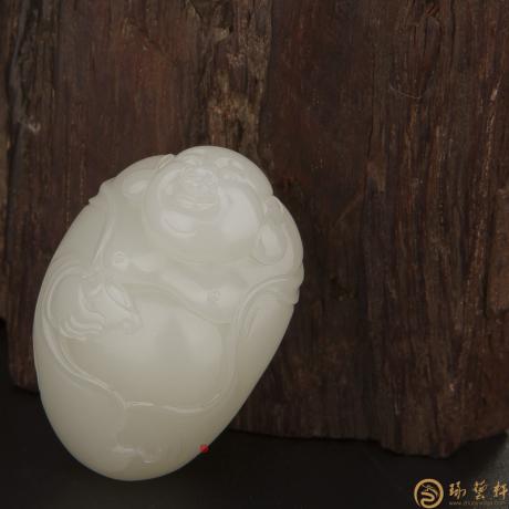 【琢艺轩】新疆和田玉白皮白玉籽玉挂件 弥勒佛 30克