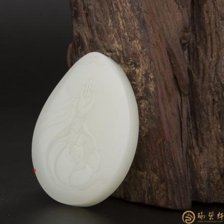 【琢艺轩】穆宇静新疆和田玉白皮白玉籽玉玉牌 一花一世界 46克